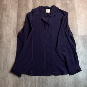 Ines De La Fressange Navy Long Sleeve Blouse
